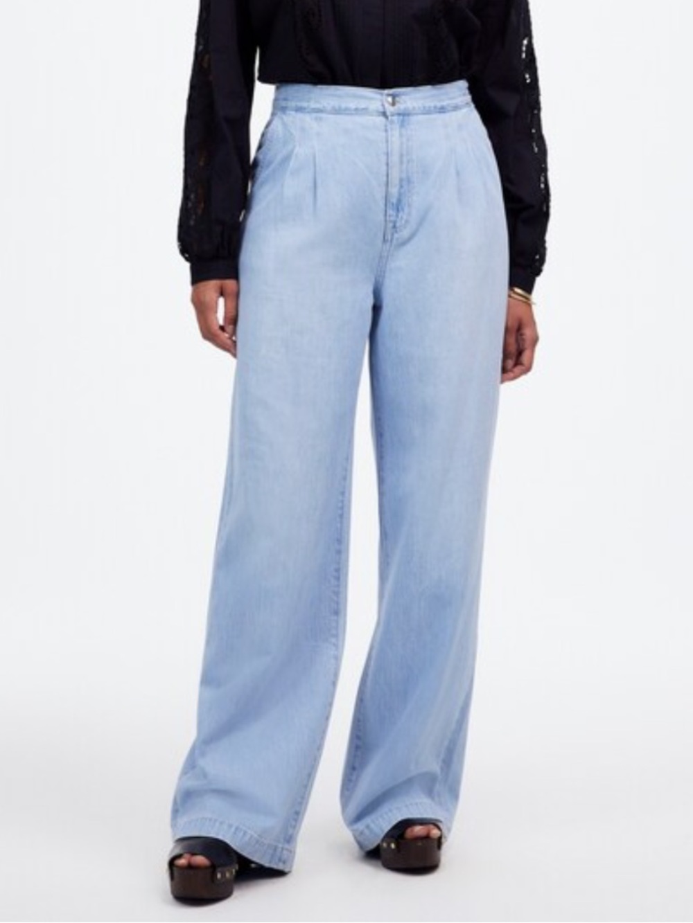 Madewell Women 32 Noll Wash The Curvy Harlow Wide-Leg Denim Trouser Jean NWT